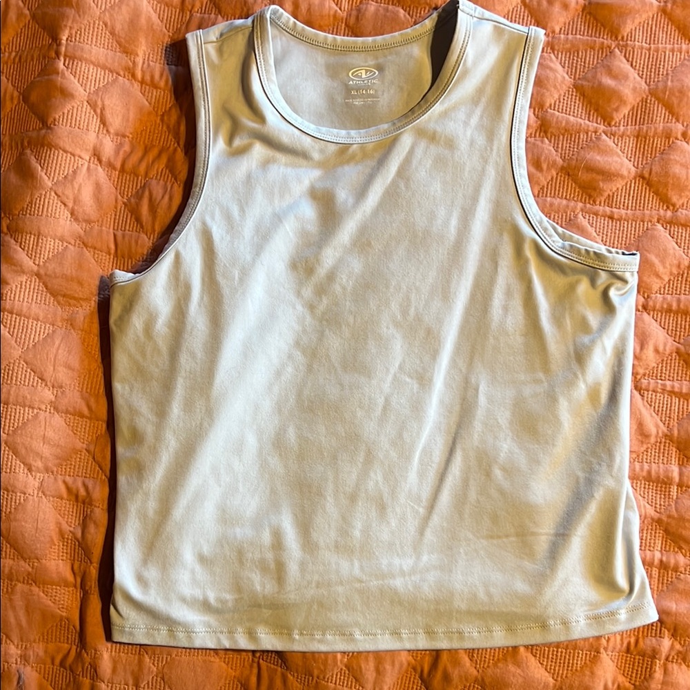 Athletic Works Girls Crop Tank Top - Light Gray